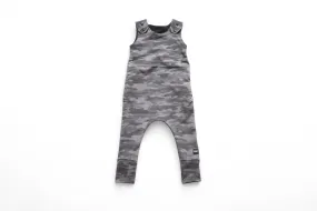 1-3y Black Textured Camo Overall Pants Romper - Grow With Me