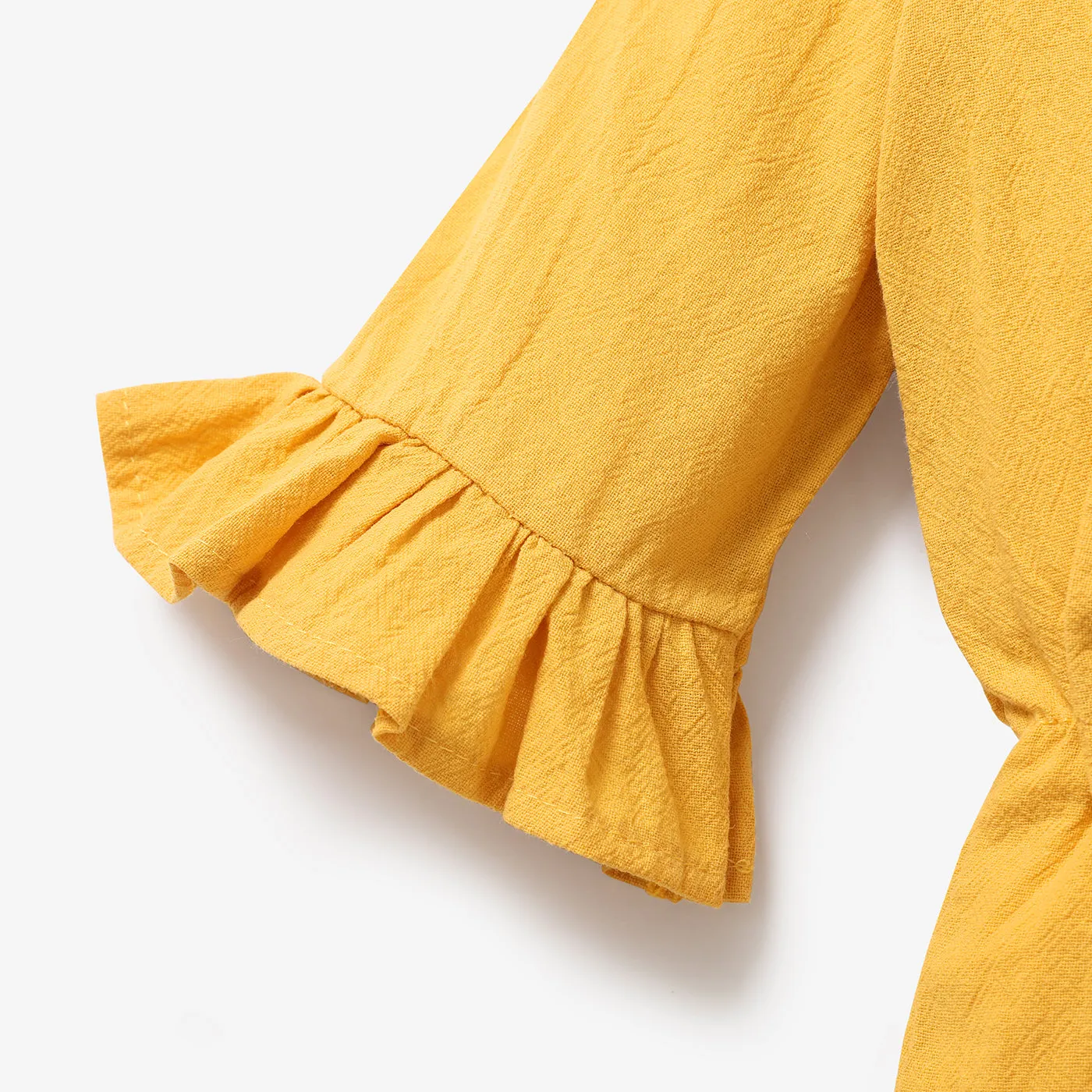 100% Cotton Solid Bowknot Decor Long-sleeve Baby Romper