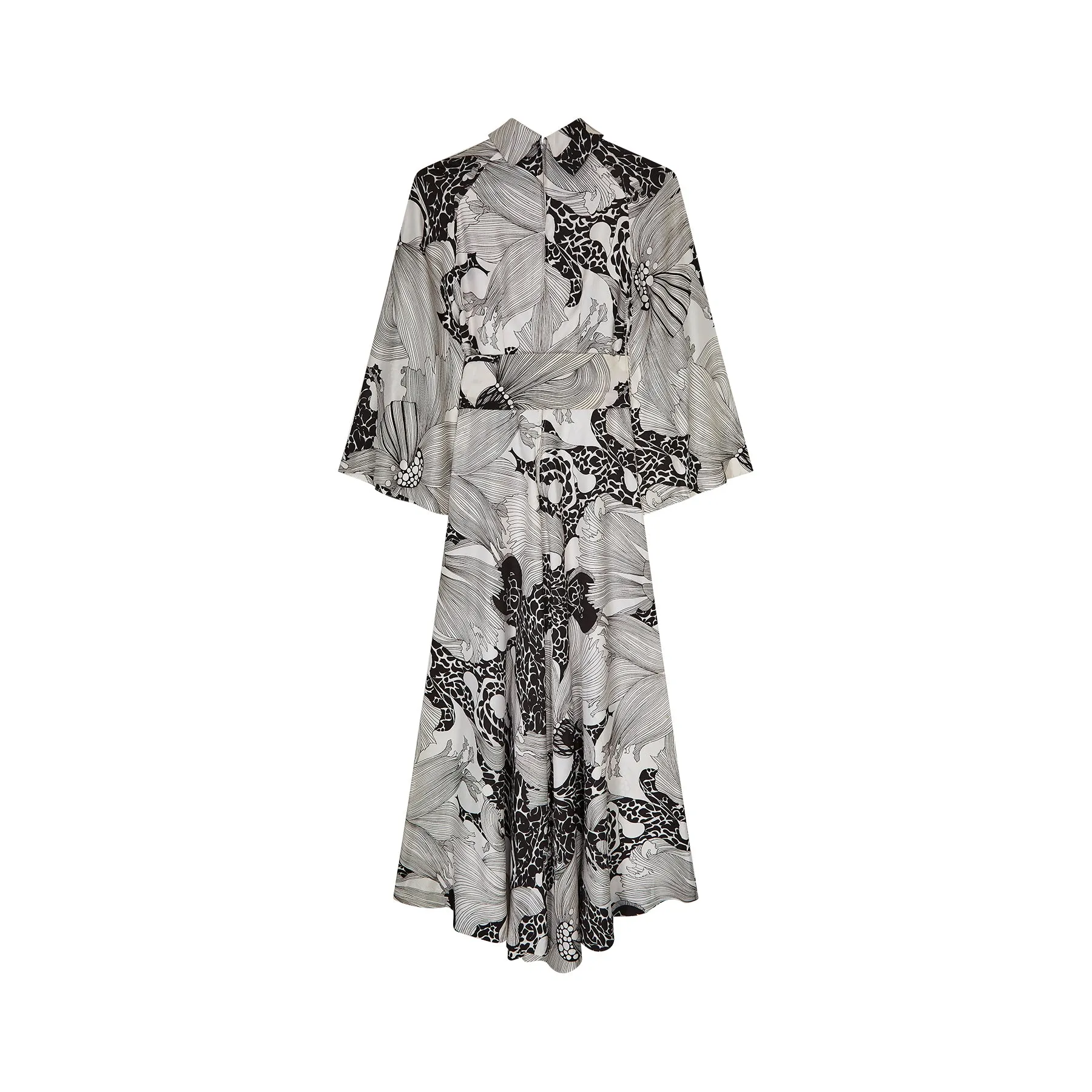1970s Aubrey Beardsley Inspired Monochrome Print Jumpsuit