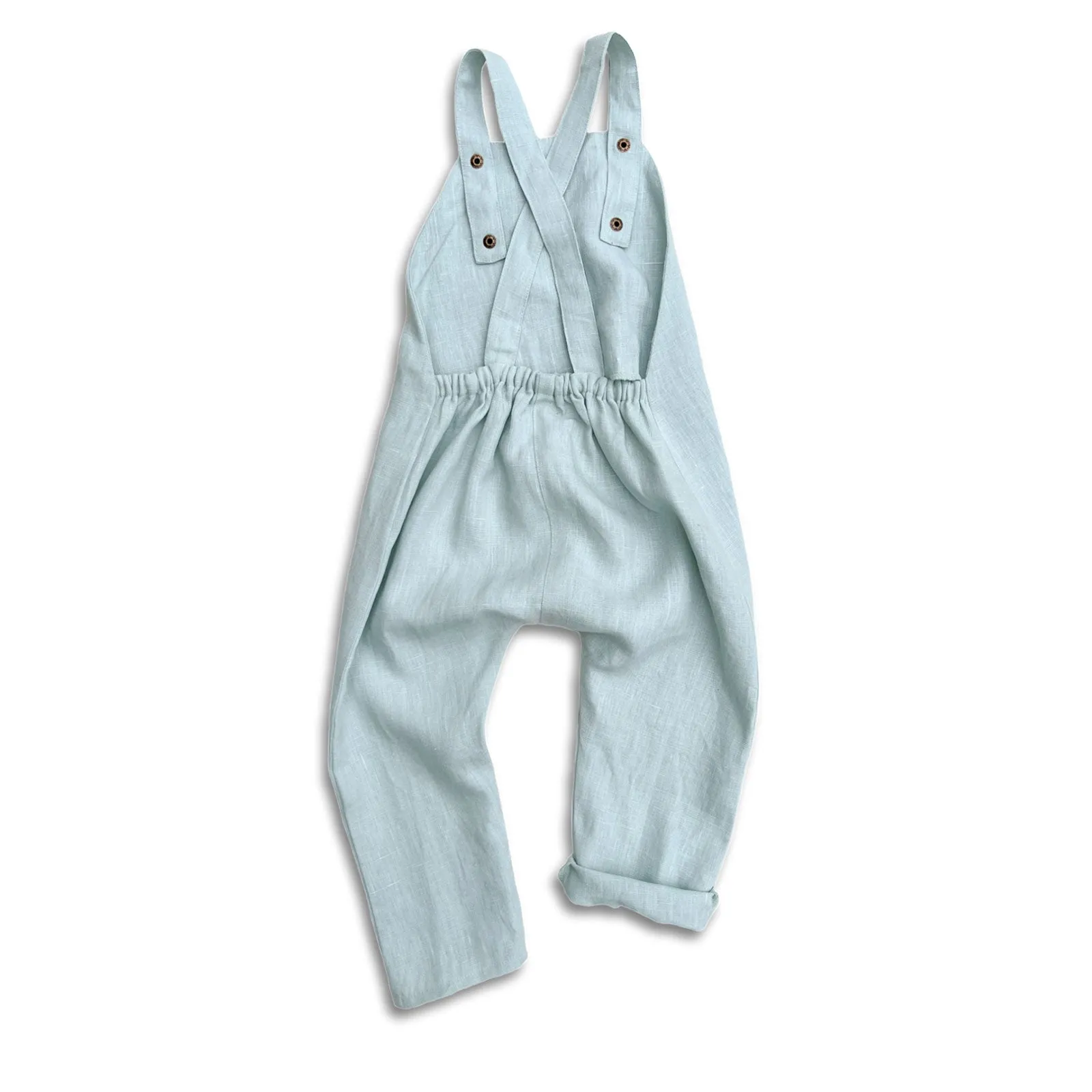 3T Daydream Blue-Green Linen Romper