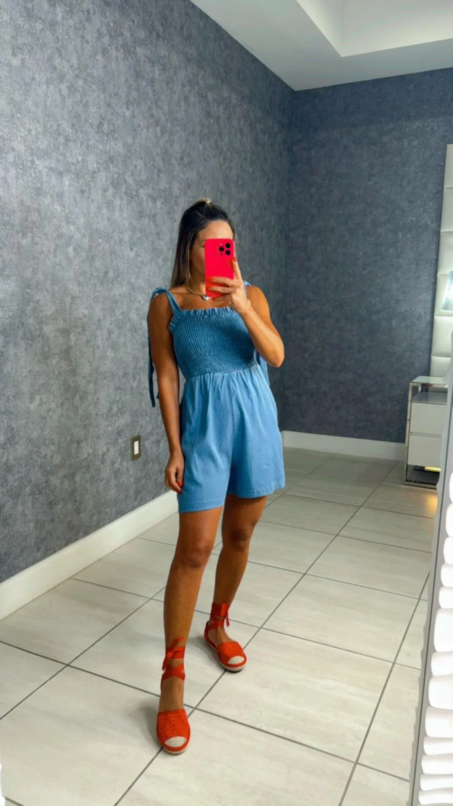7962 Tencel shoulder tie romper