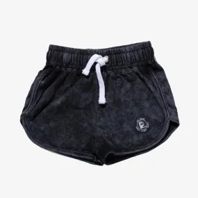 acid wash sweatshort | black