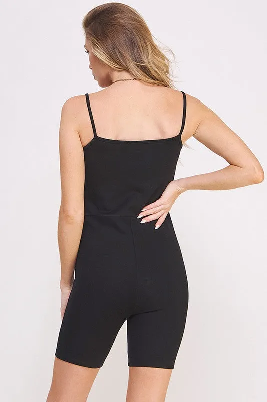 Active Spaghetti Strap Fitted Romper