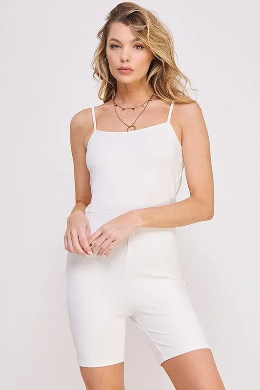 Active Spaghetti Strap Fitted Romper