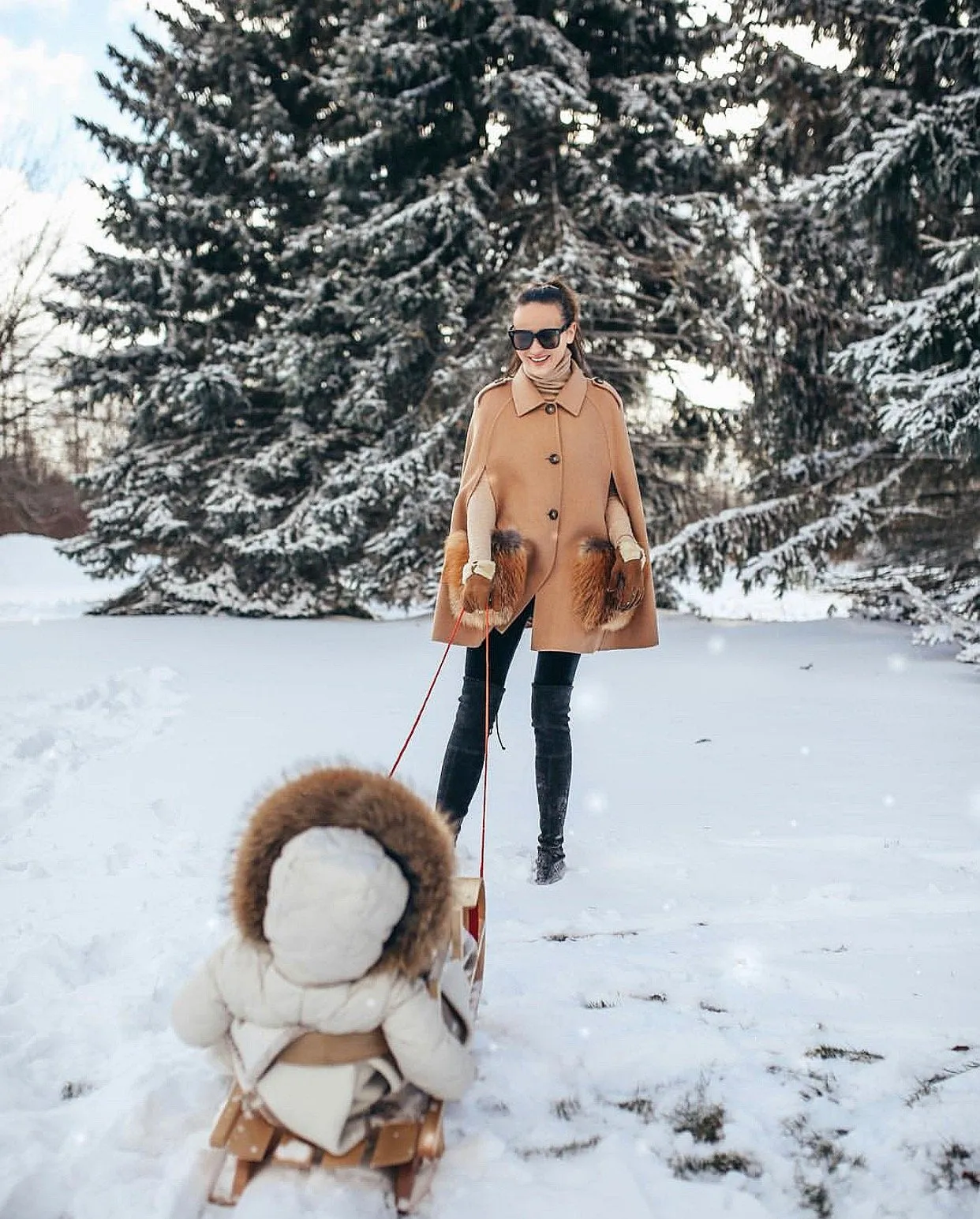 Adult Luxurious Cashmere cape with Fox fur details part of MI LOVES SIGNATURE ELITE COLLECTION