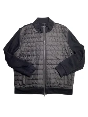Alfani Mens Mixed Media Quilted Full Bomber Jacket Coat Black Small