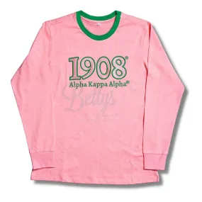 Alpha Kappa Alpha AKA 1908 Embroidered Long Sleeve T-Shirt