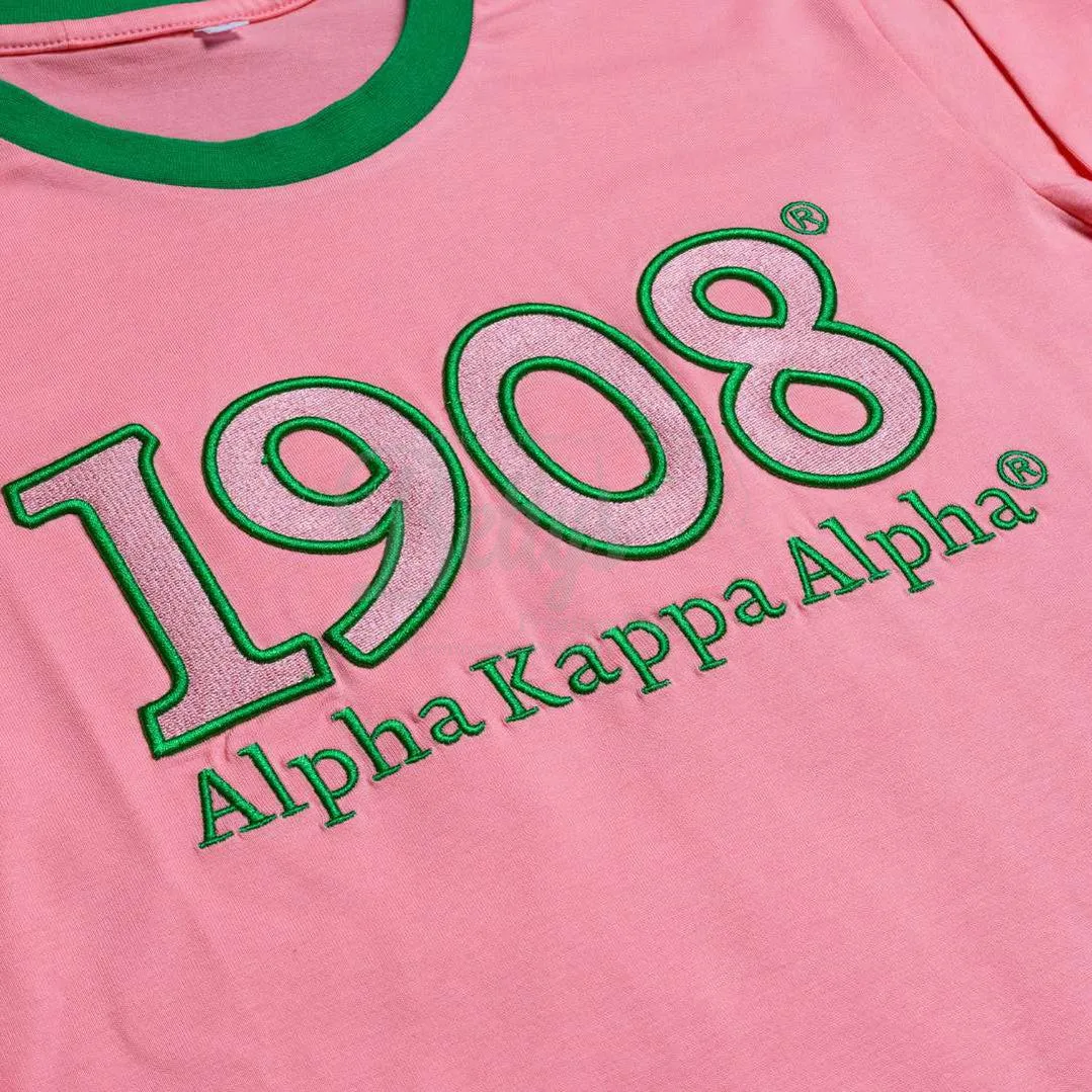 Alpha Kappa Alpha AKA 1908 Embroidered Long Sleeve T-Shirt