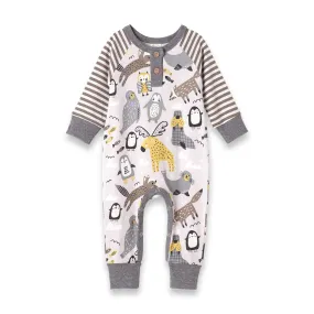 ARCTIC ANIMALS HENLEY ROMPER