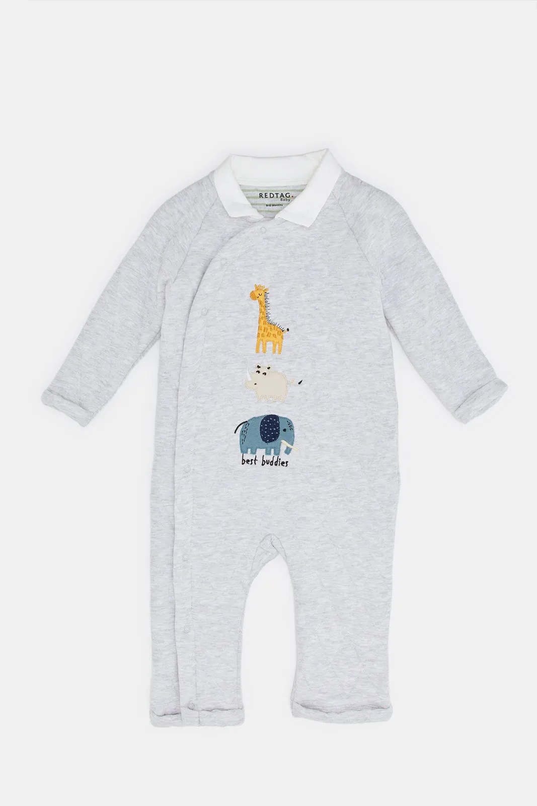 Babies Grey Embroidered Romper