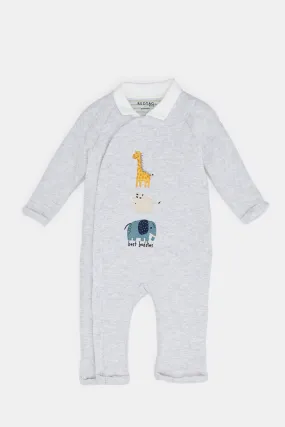 Babies Grey Embroidered Romper