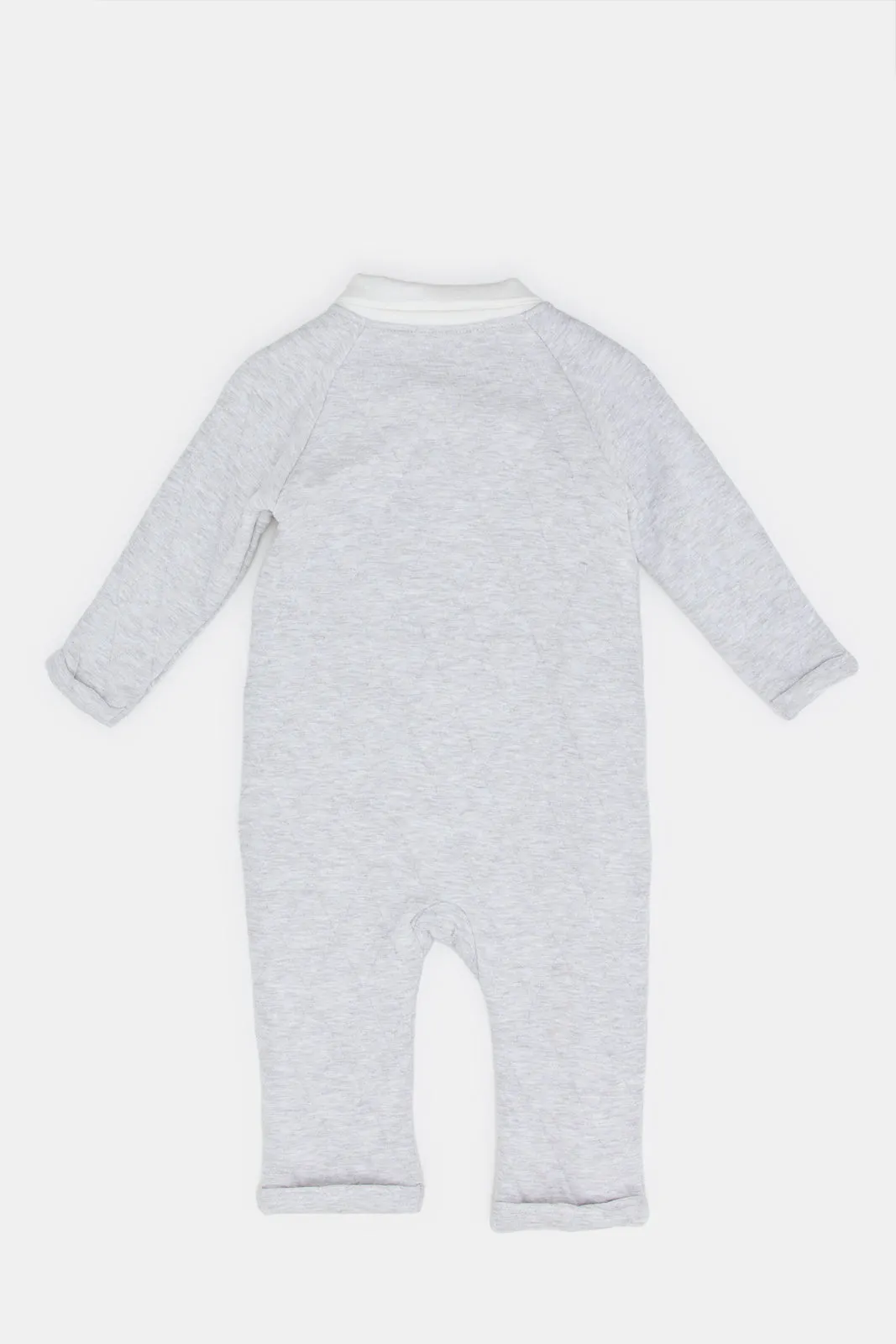 Babies Grey Embroidered Romper