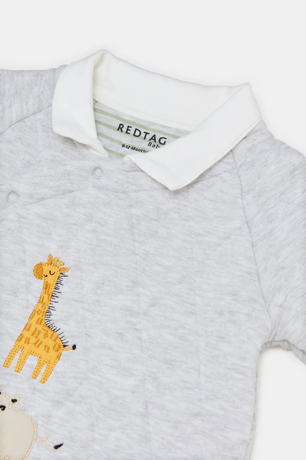 Babies Grey Embroidered Romper