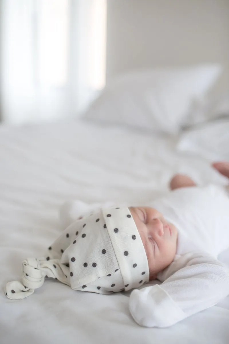 Baby Top Knot Hat | Black Dot