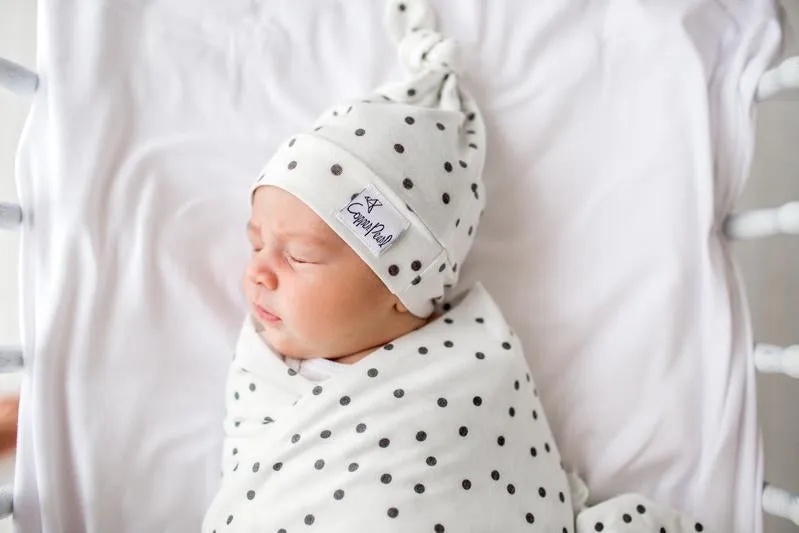 Baby Top Knot Hat | Black Dot