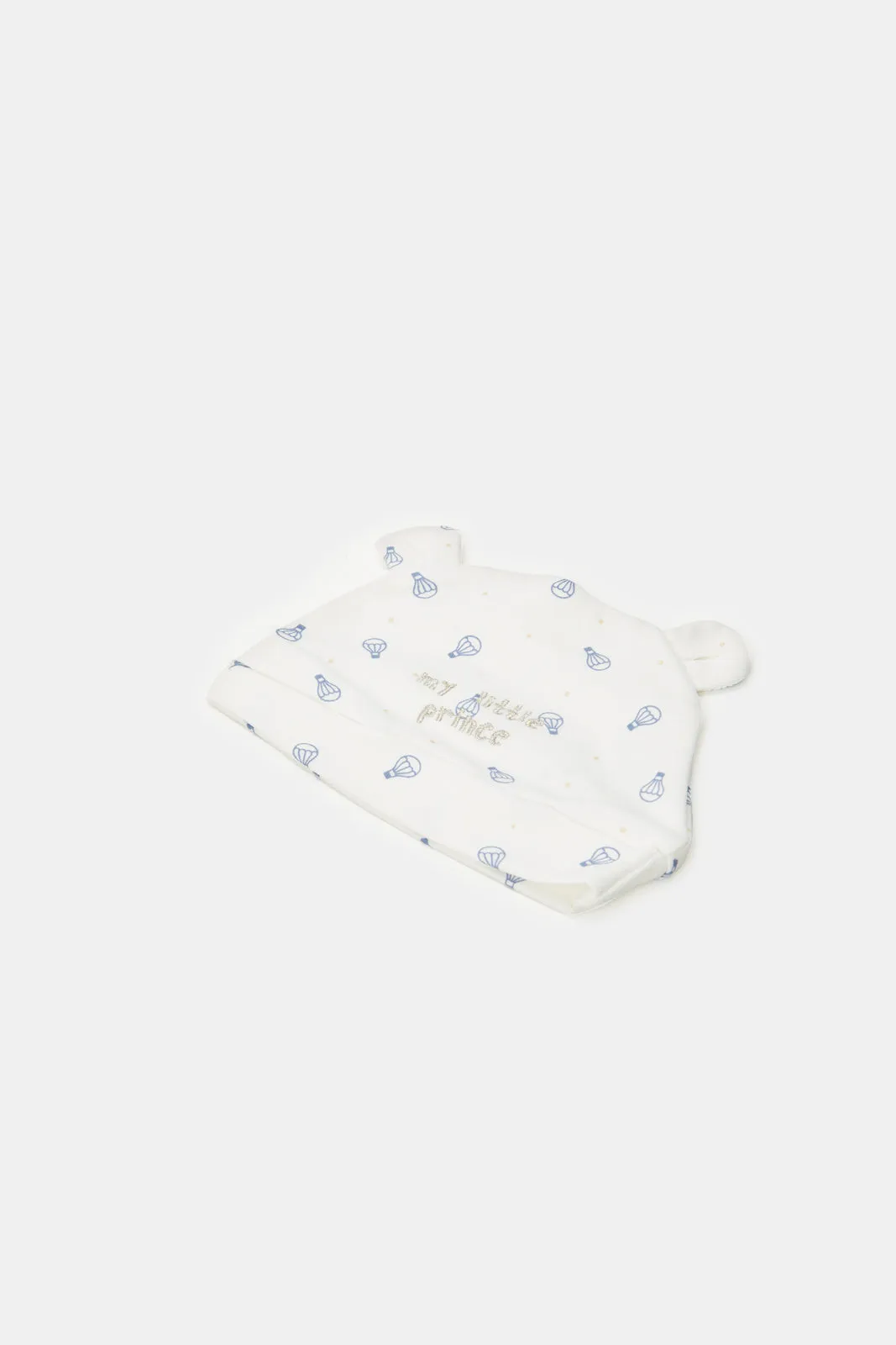 Baby White Mock Romper Sleepsuit And  Hat Set (2 Piece)
