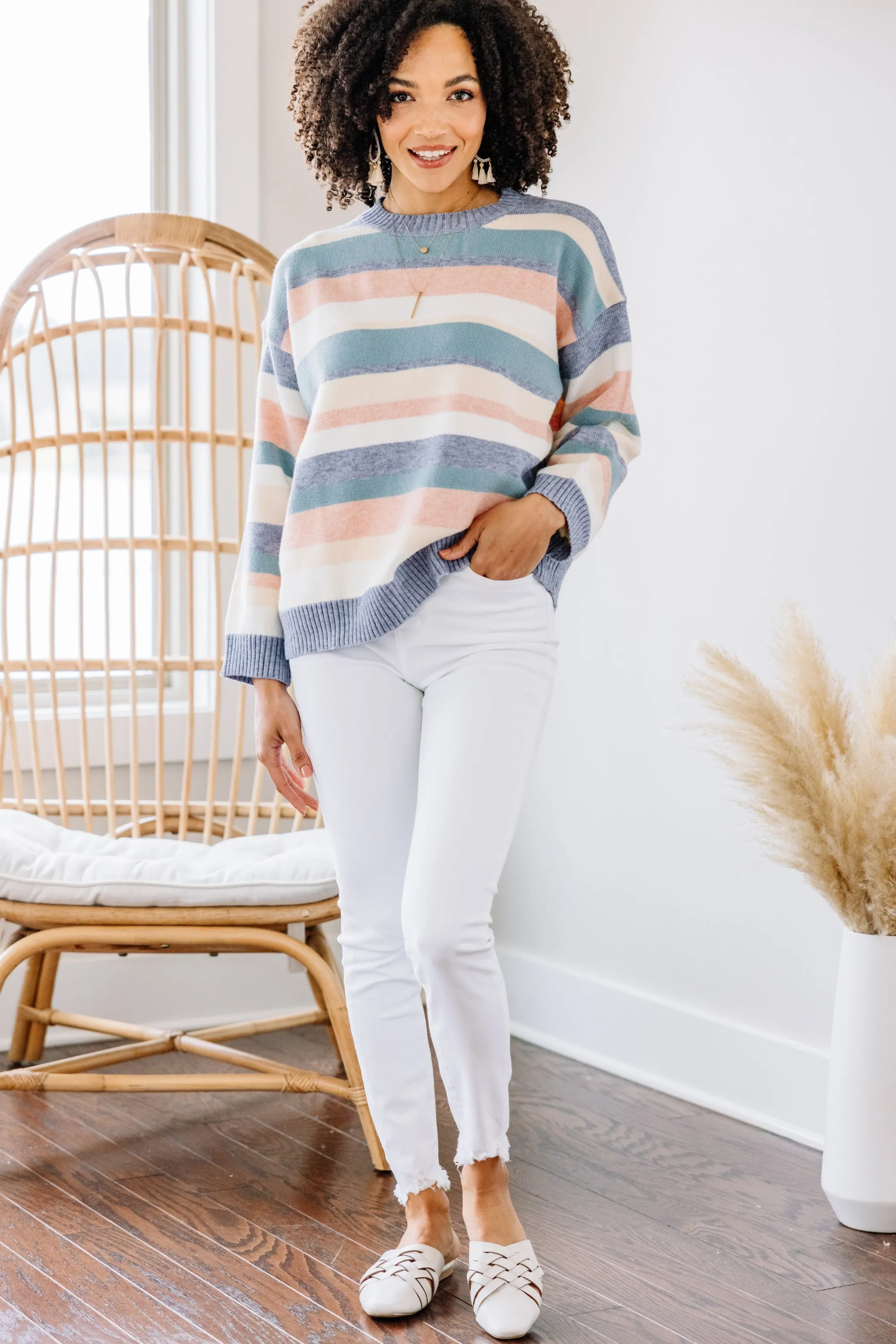 Back To Basics Blue Striped Sweater