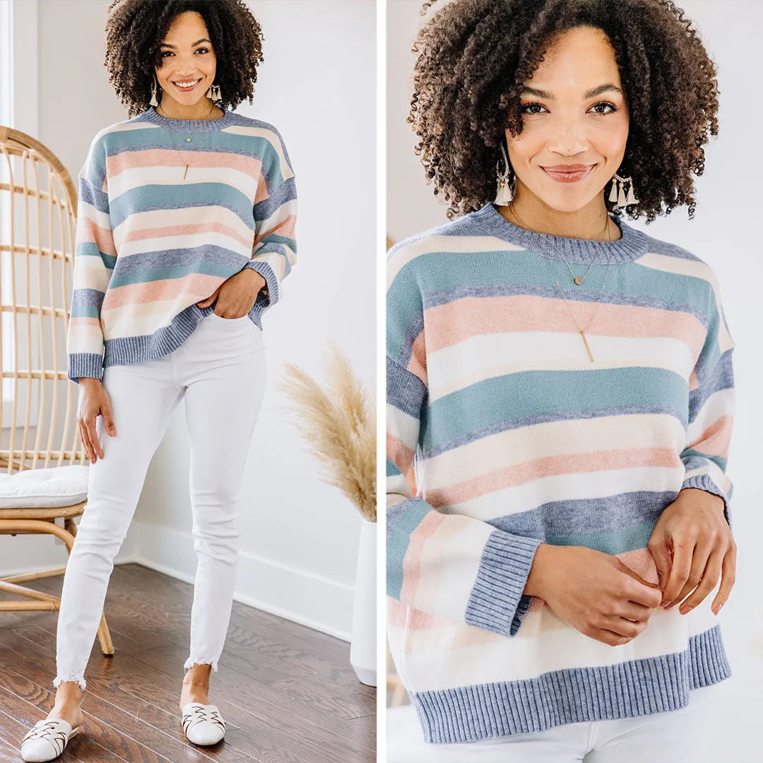 Back To Basics Blue Striped Sweater