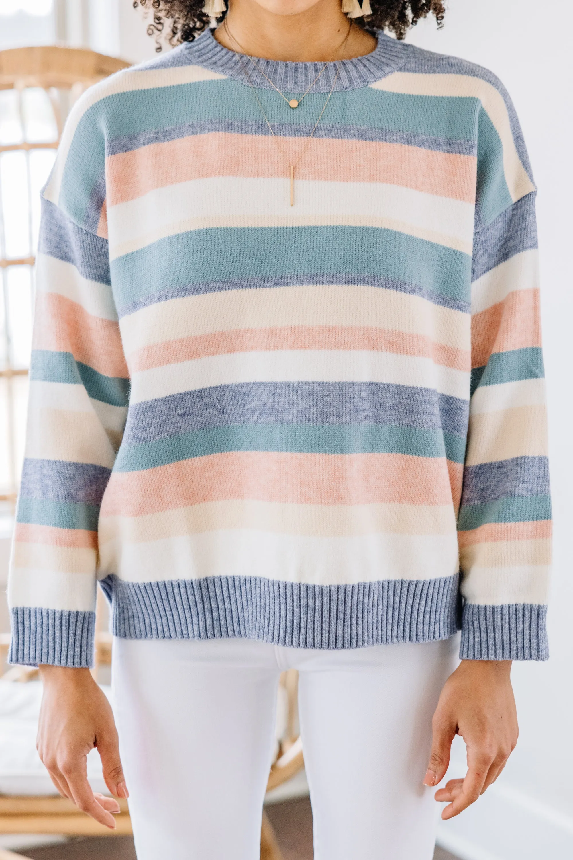 Back To Basics Blue Striped Sweater