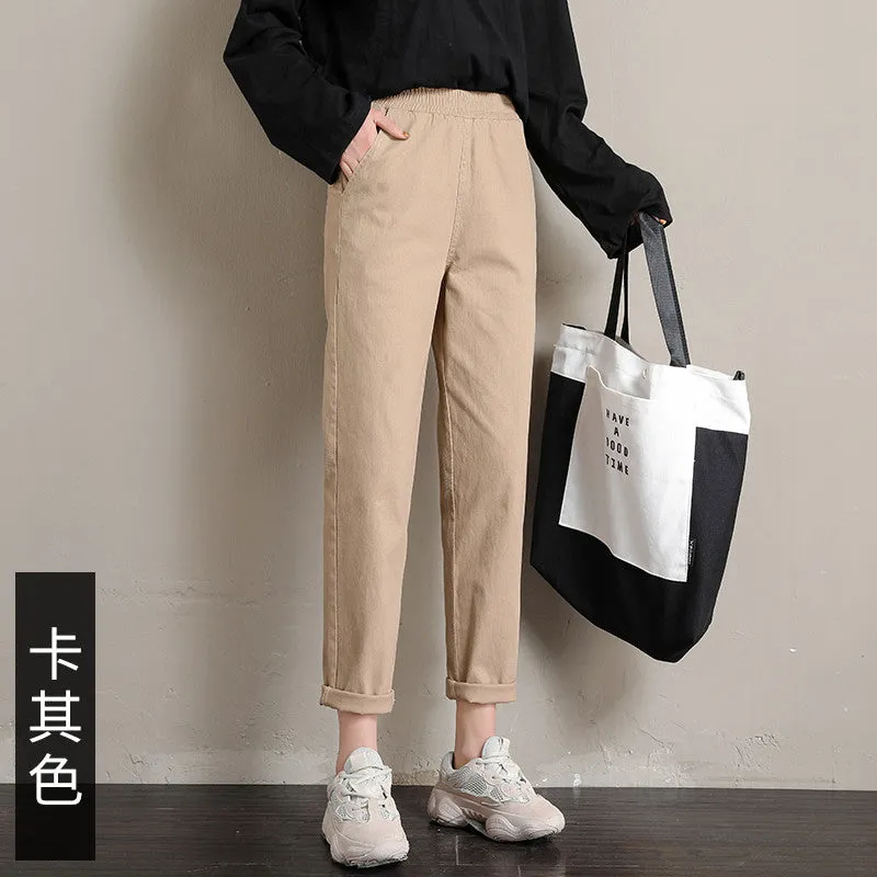 Baggy Pants Women Loose Straight Casual Student Granny Carrot High Waist Harem Pants