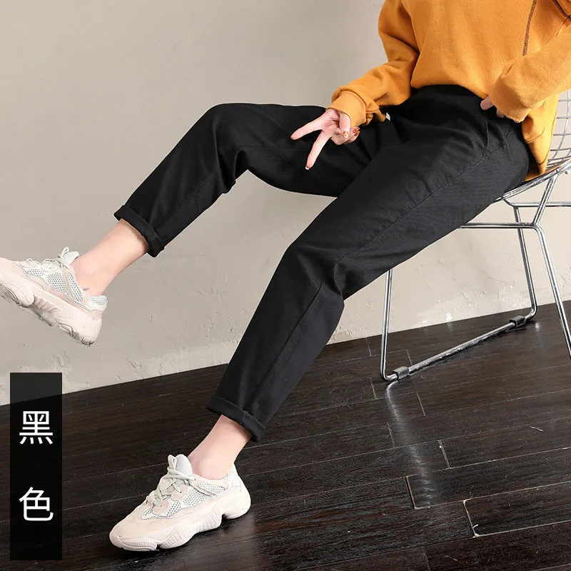 Baggy Pants Women Loose Straight Casual Student Granny Carrot High Waist Harem Pants