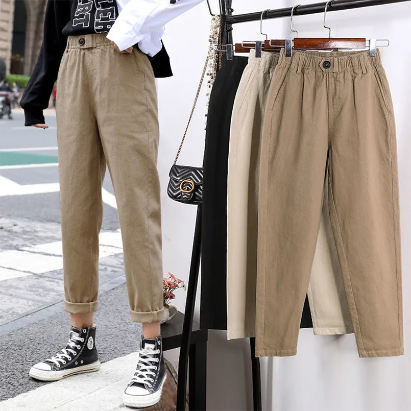 Baggy Pants Women Loose Straight Casual Student Granny Carrot High Waist Harem Pants