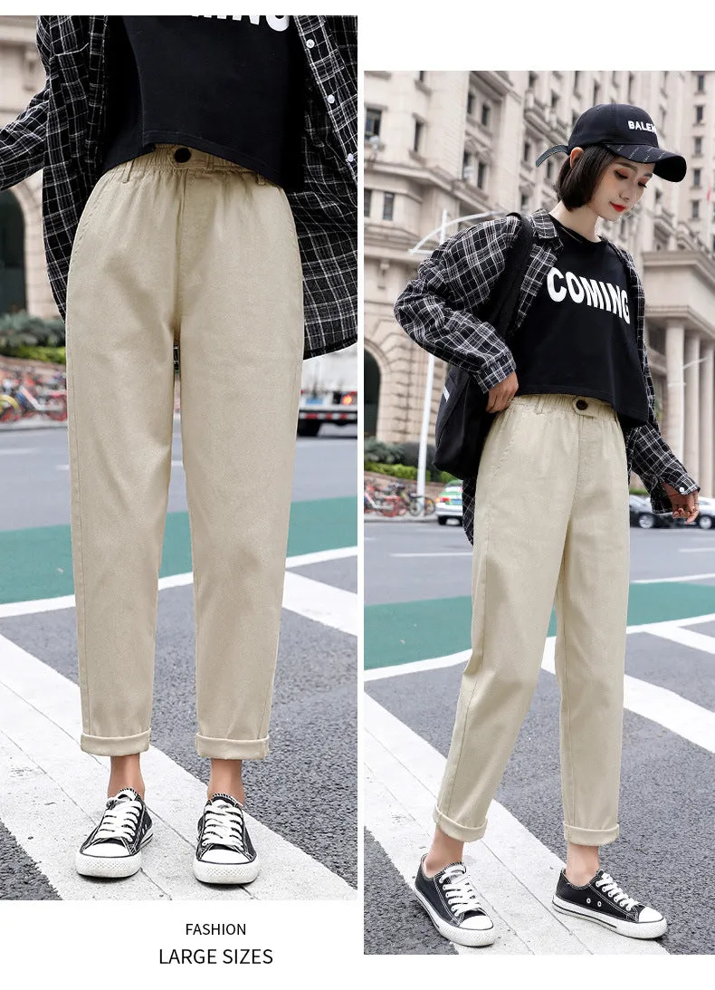 Baggy Pants Women Loose Straight Casual Student Granny Carrot High Waist Harem Pants