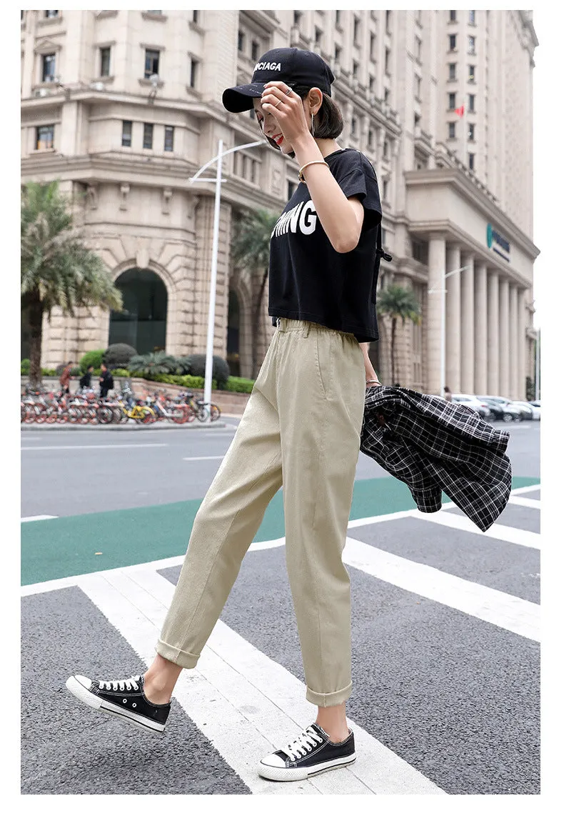 Baggy Pants Women Loose Straight Casual Student Granny Carrot High Waist Harem Pants