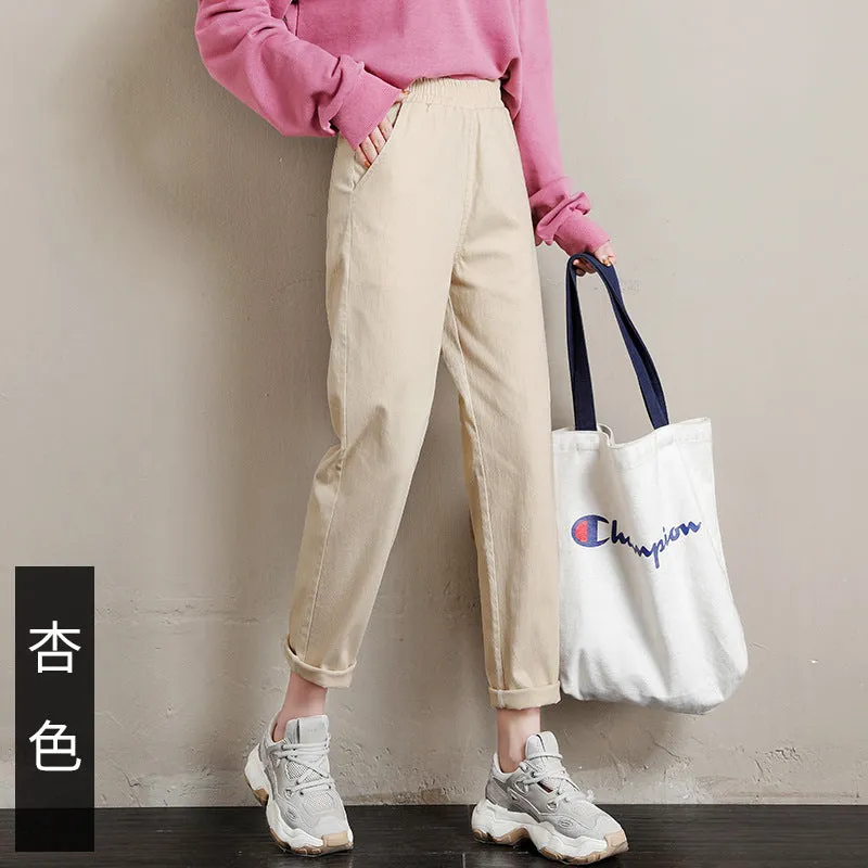 Baggy Pants Women Loose Straight Casual Student Granny Carrot High Waist Harem Pants