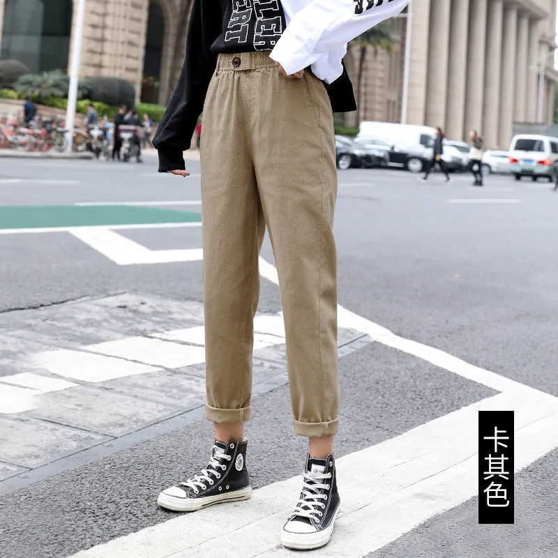 Baggy Pants Women Loose Straight Casual Student Granny Carrot High Waist Harem Pants