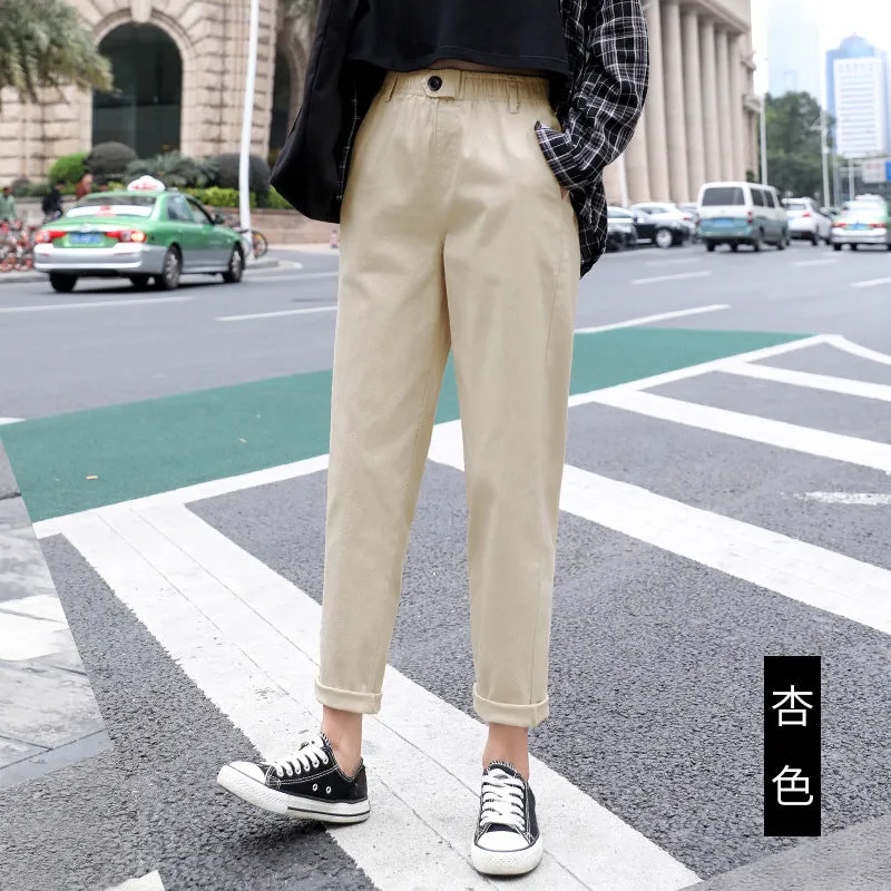 Baggy Pants Women Loose Straight Casual Student Granny Carrot High Waist Harem Pants