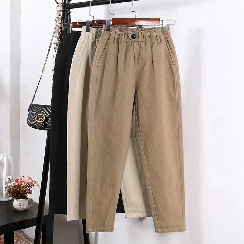 Baggy Pants Women Loose Straight Casual Student Granny Carrot High Waist Harem Pants