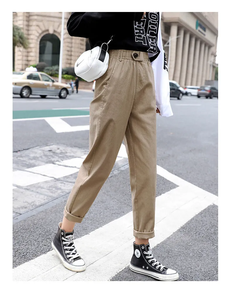 Baggy Pants Women Loose Straight Casual Student Granny Carrot High Waist Harem Pants