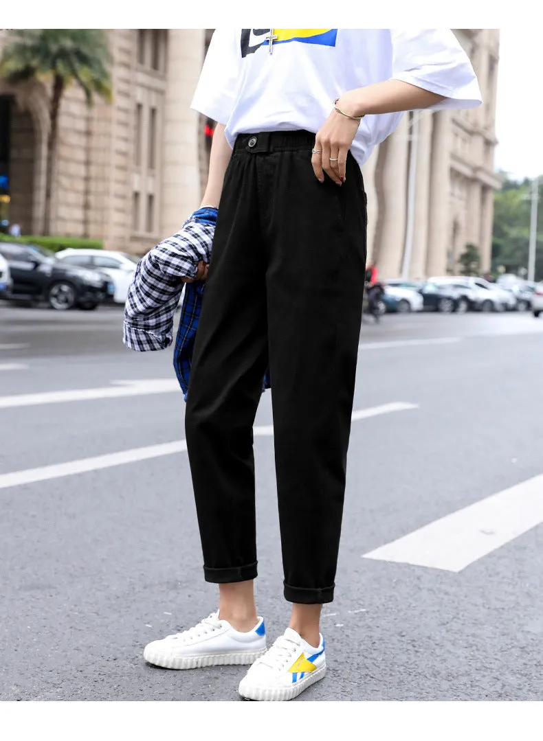 Baggy Pants Women Loose Straight Casual Student Granny Carrot High Waist Harem Pants