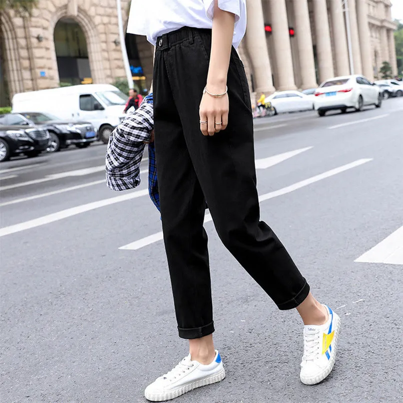 Baggy Pants Women Loose Straight Casual Student Granny Carrot High Waist Harem Pants