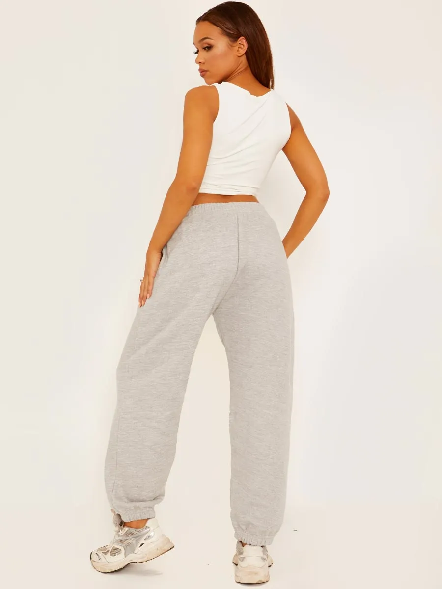 Barbara Oversized Fleece Joggers In Grey