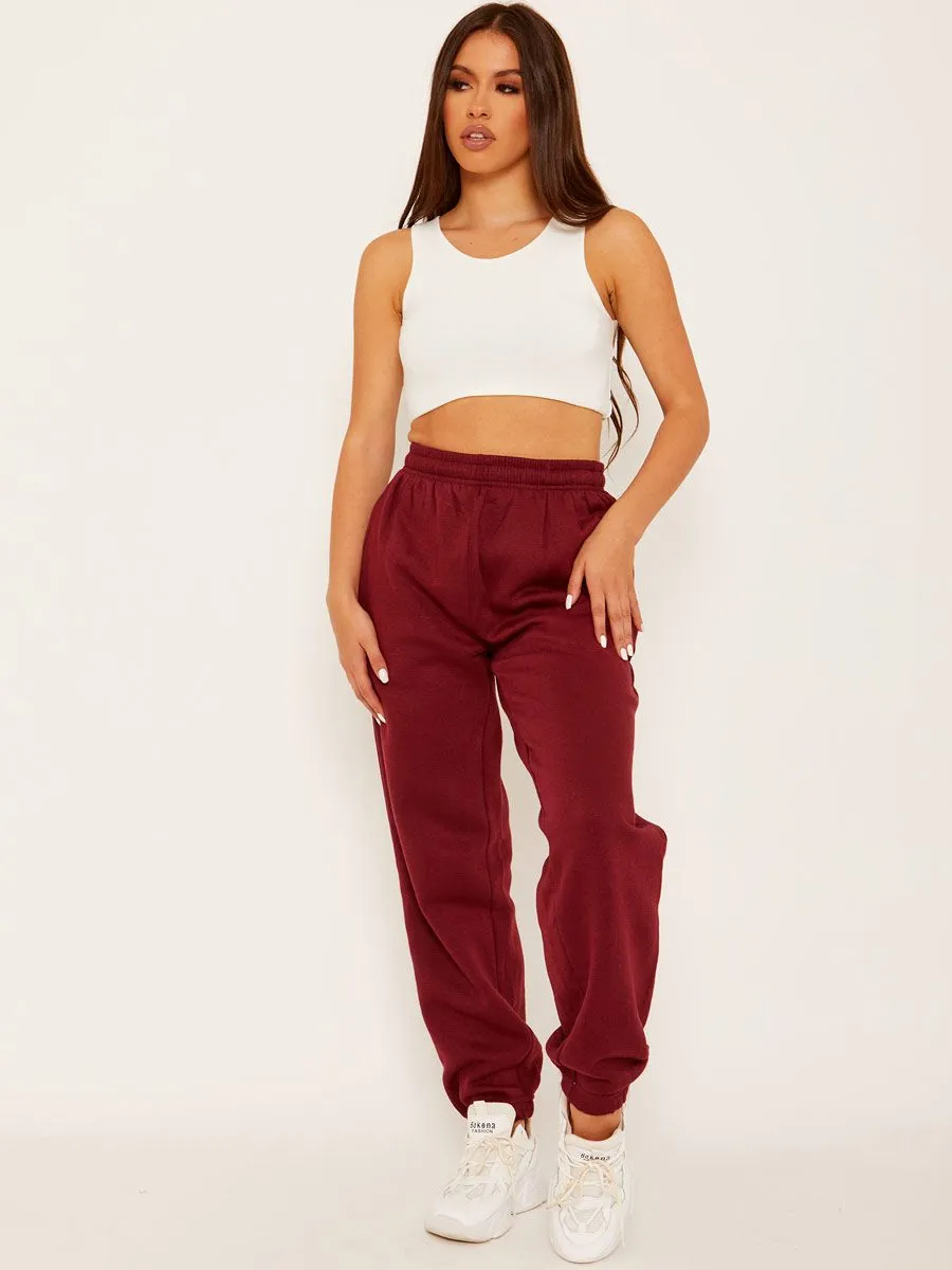 Barbara Oversized Fleece Joggers In Wine