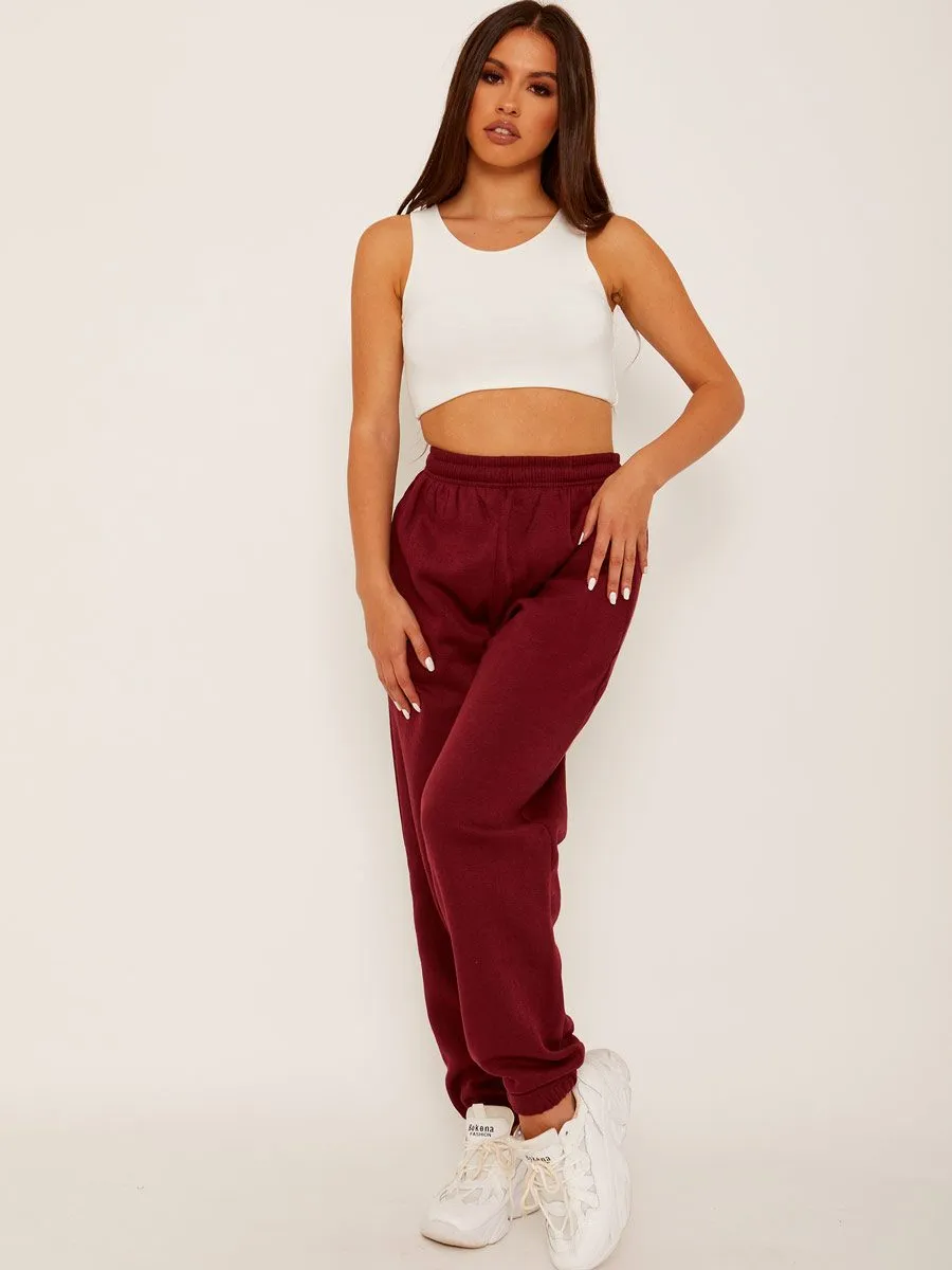 Barbara Oversized Fleece Joggers In Wine