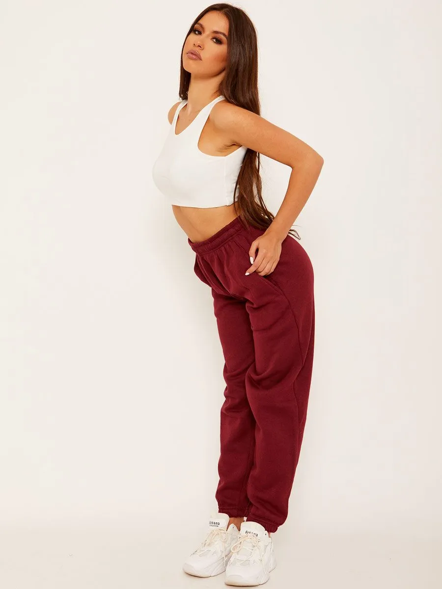 Barbara Oversized Fleece Joggers In Wine