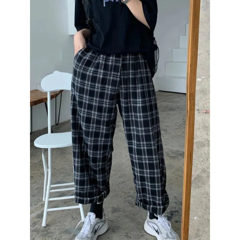 Black Casual Women's Plaid Pants