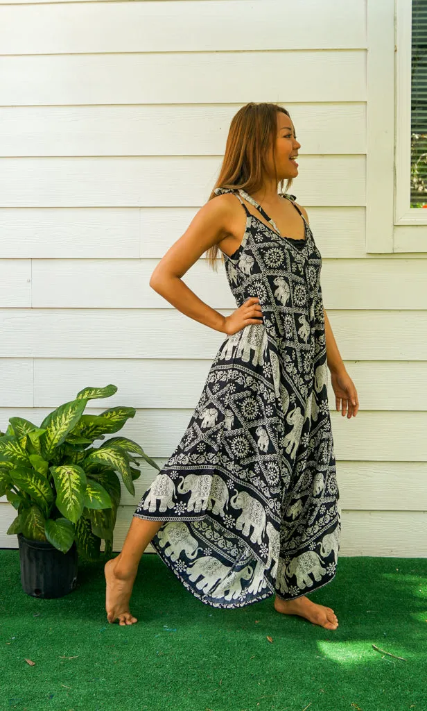 Black Orchid Elephant Boho Jumpsuit