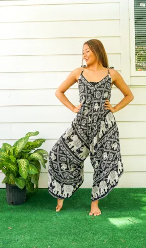 Black Orchid Elephant Boho Jumpsuit