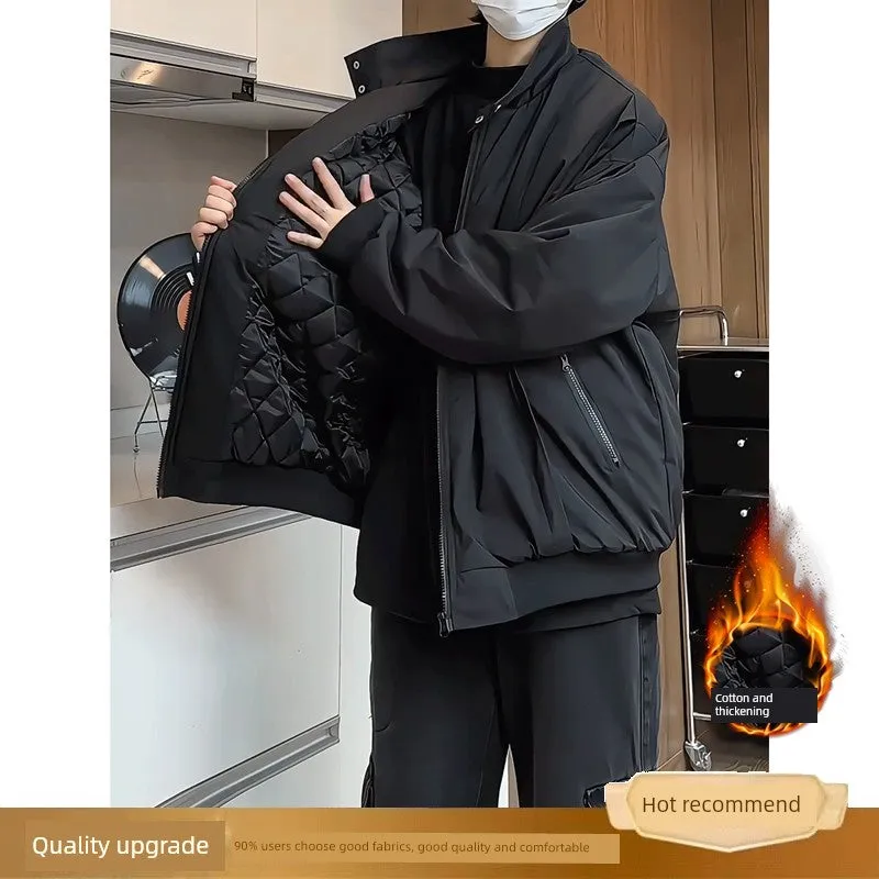 Black Warrior Sang Yan Shell Jacket Cotton-Padded Jacket Men's Winter Cotton Padded Thickened Warm Cotton Coat Windproof Waterproof