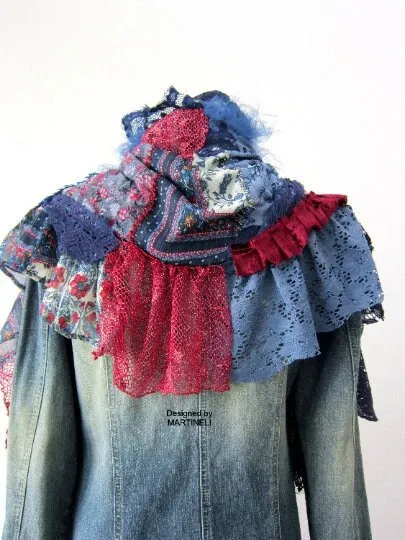 Blue Boho Festival Fringe Shawl,Upcycled Clothing For Women