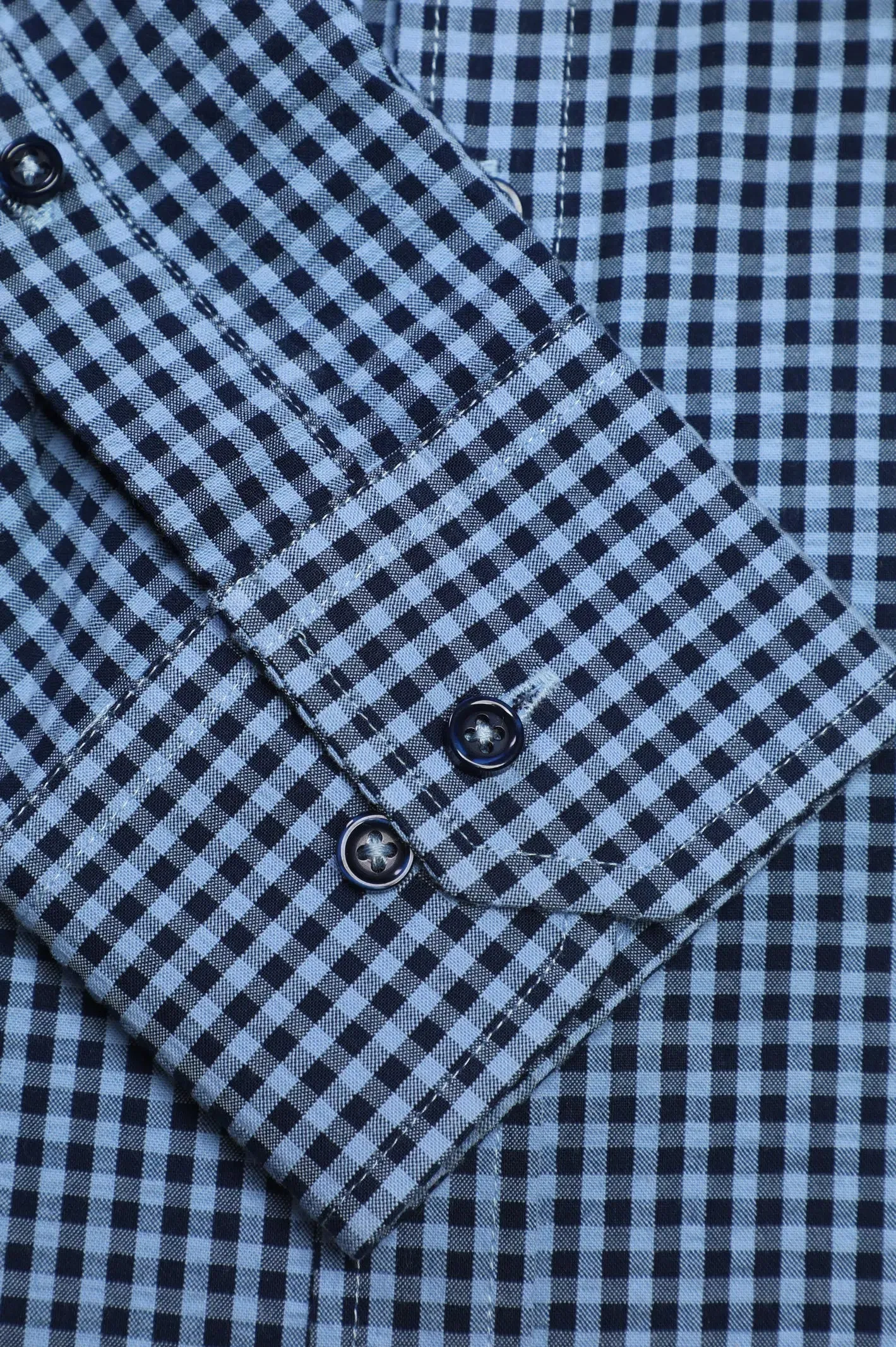 Blue Mini Check Casual Shirt