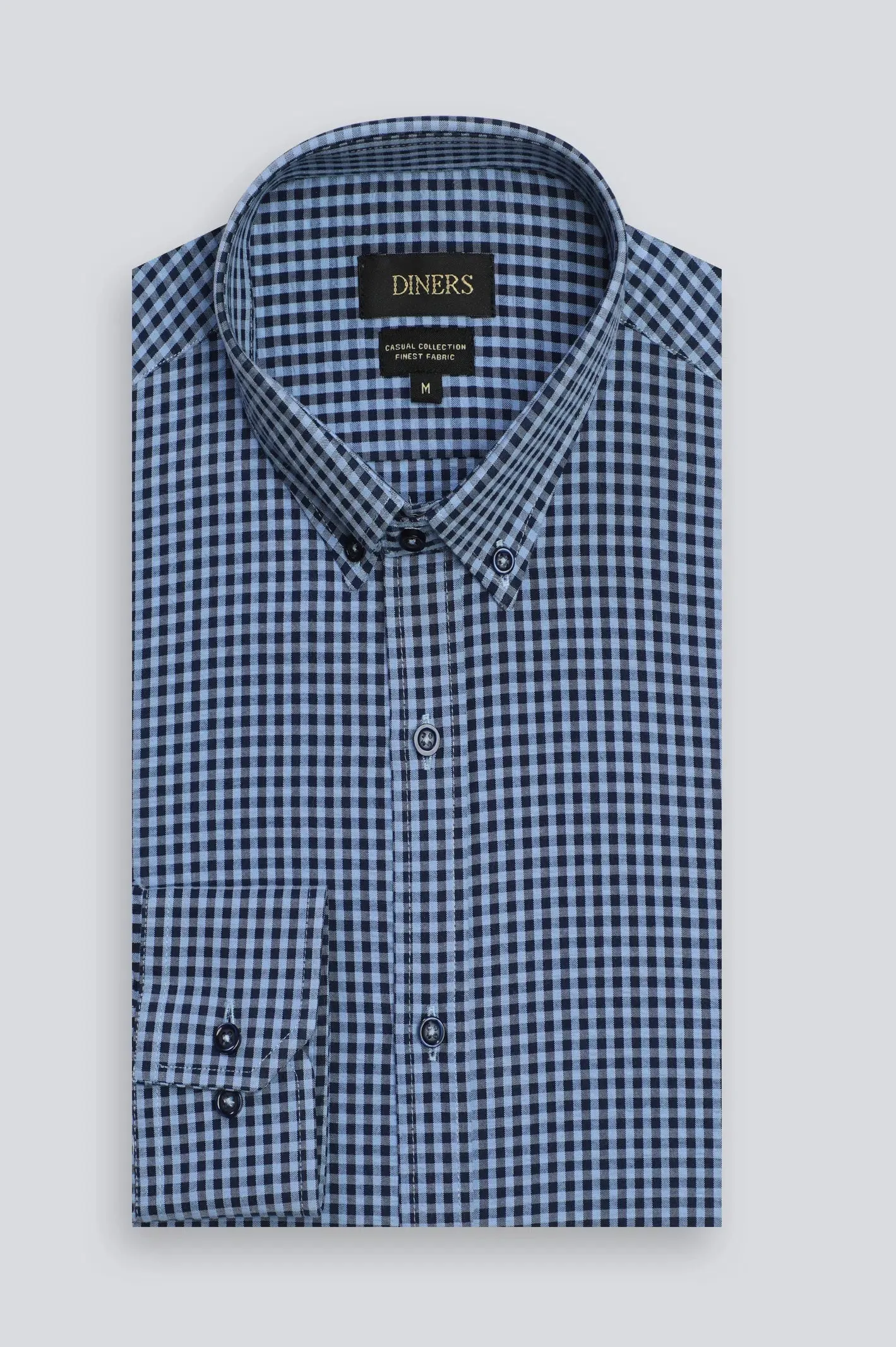 Blue Mini Check Casual Shirt