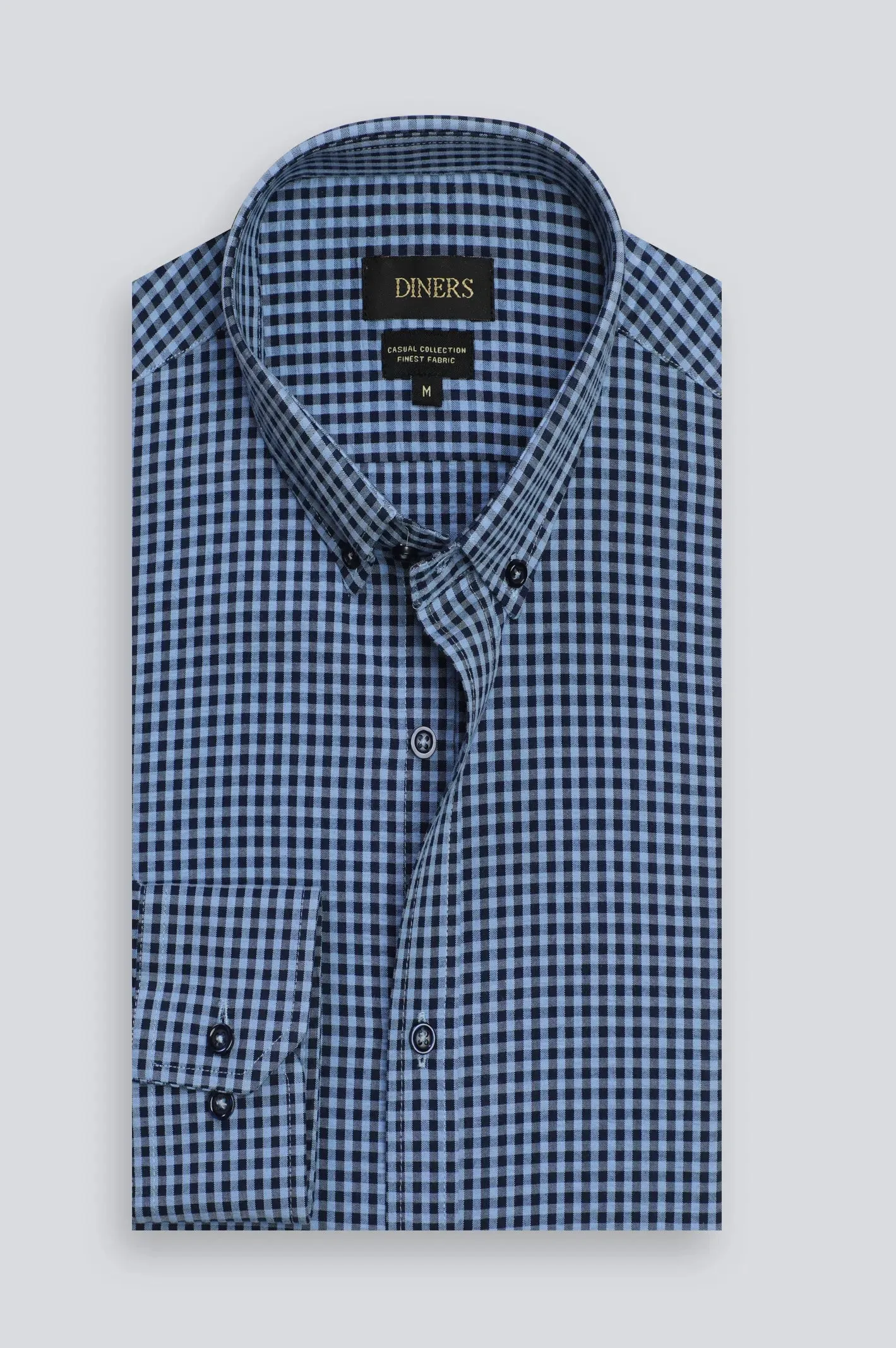Blue Mini Check Casual Shirt