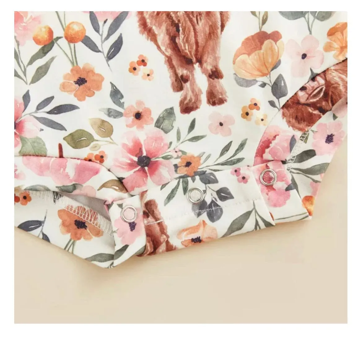 Boho Romper Cow Print - Yellow Floral