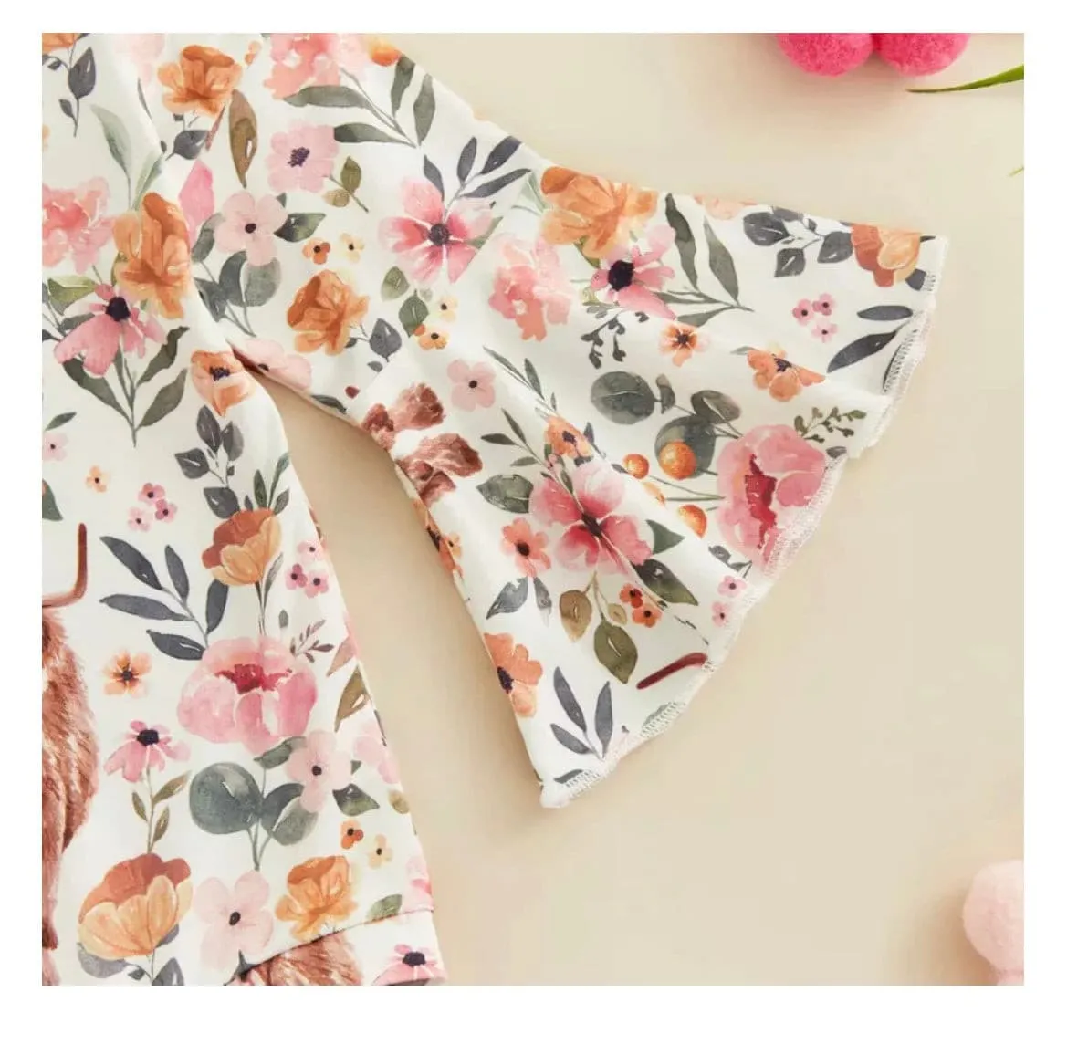 Boho Romper Cow Print - Yellow Floral