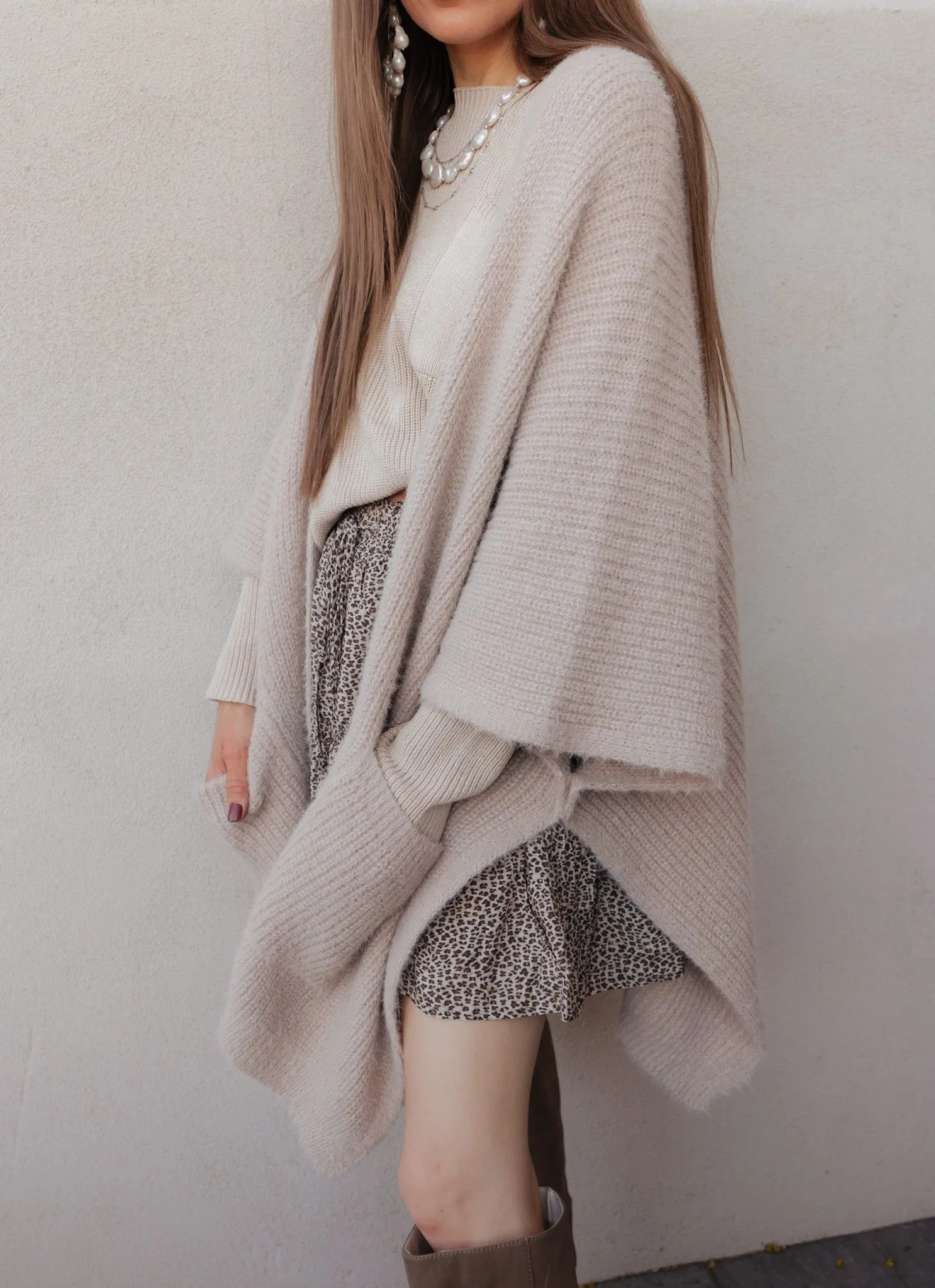 Boucle Cozy Ruana w/ Pockets